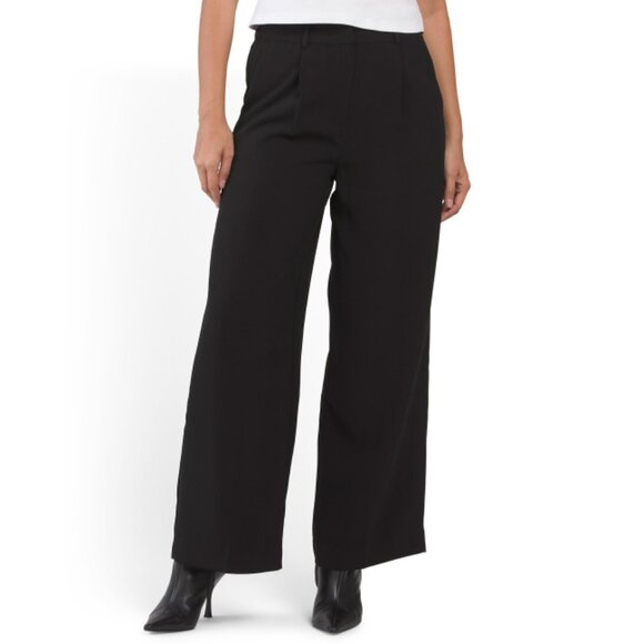 HOUSE OF HARLOW 1960 Black Woven Crepe Wide Leg Pants - Picture 1 of 2